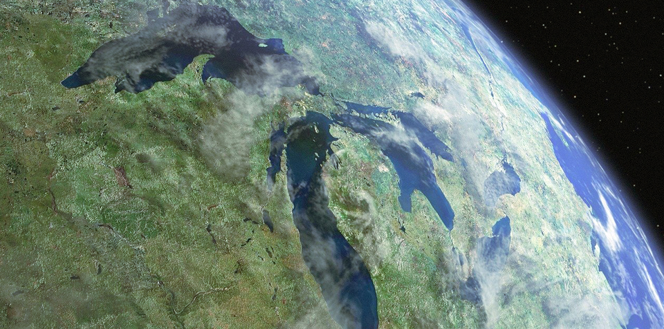Great lakes view from space